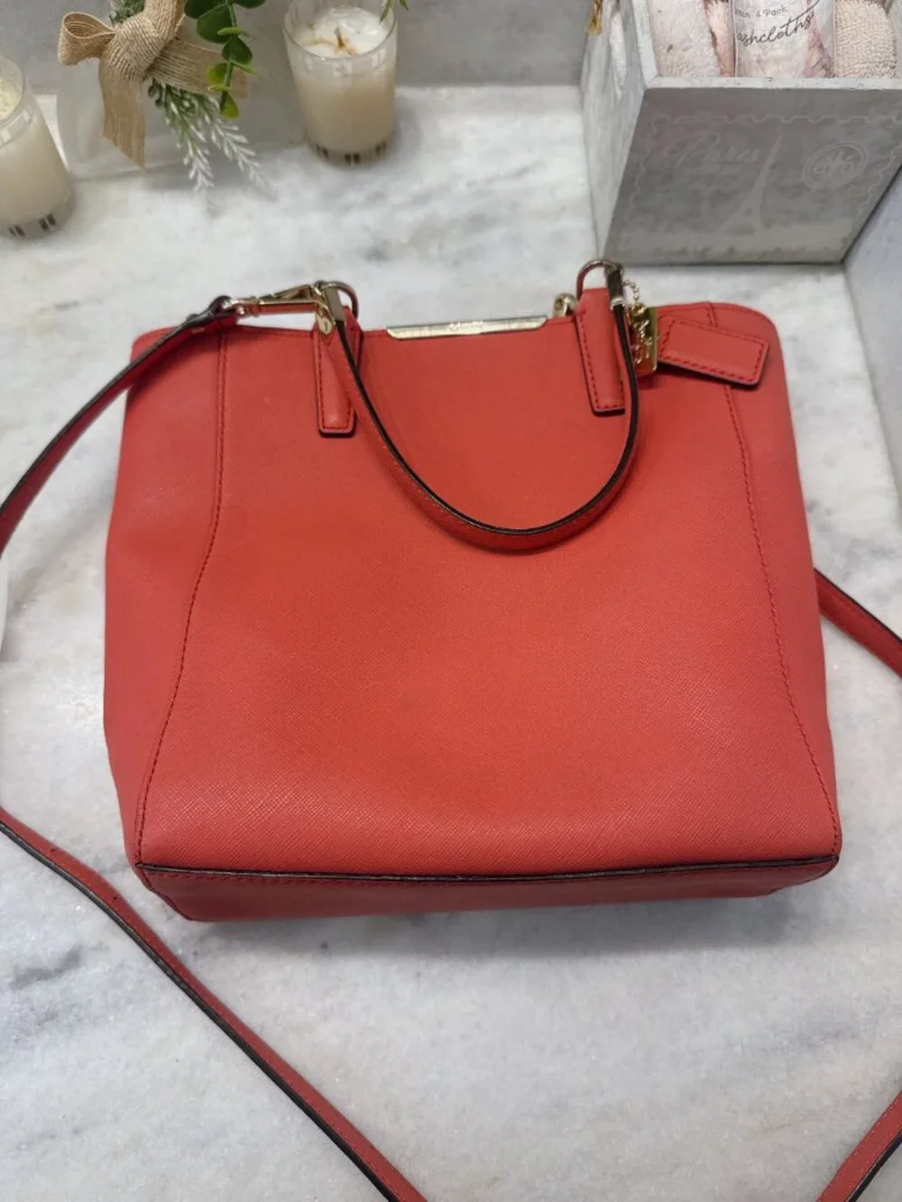 EUC Coach Madison Saffiano Leather Mini Tote Bag